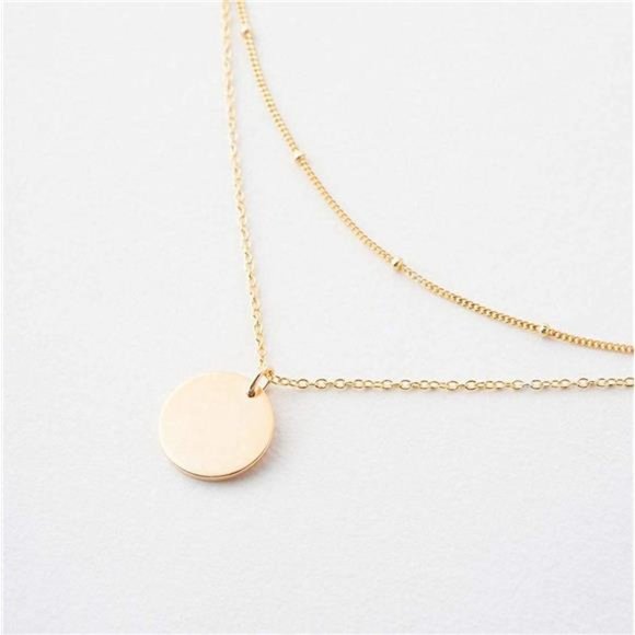 Layered Heart Necklace Pendant Handmade 18k Gold Plated Dainty Gold Choker - Picture 2 of 6